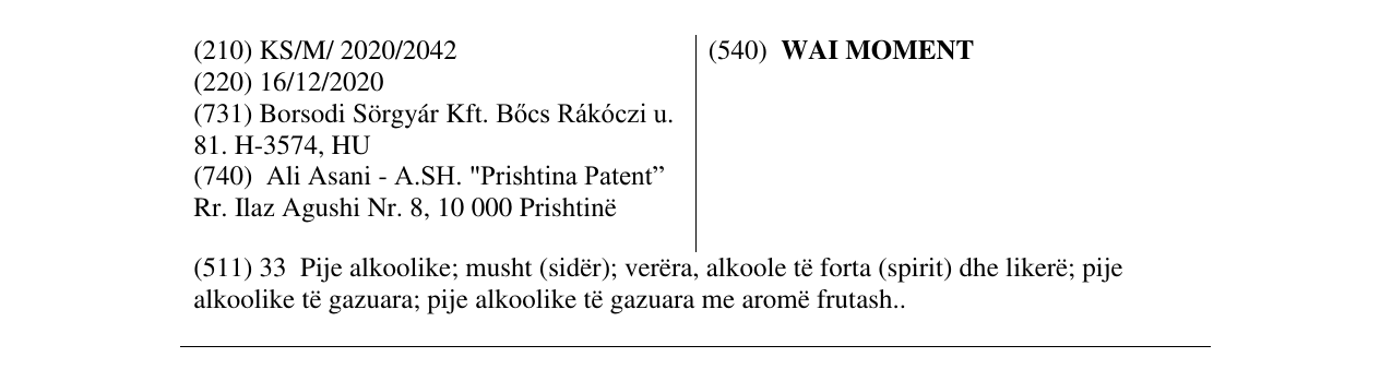 Zëri i markës WAI MOMENT në buletin