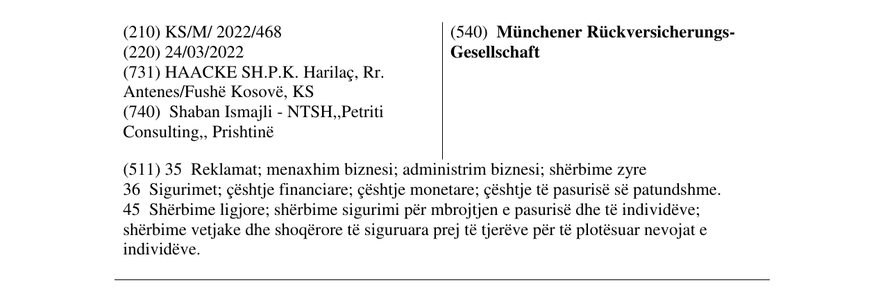 Zëri i markës Münchener Rückversicherungs- Gesellschaft në buletin