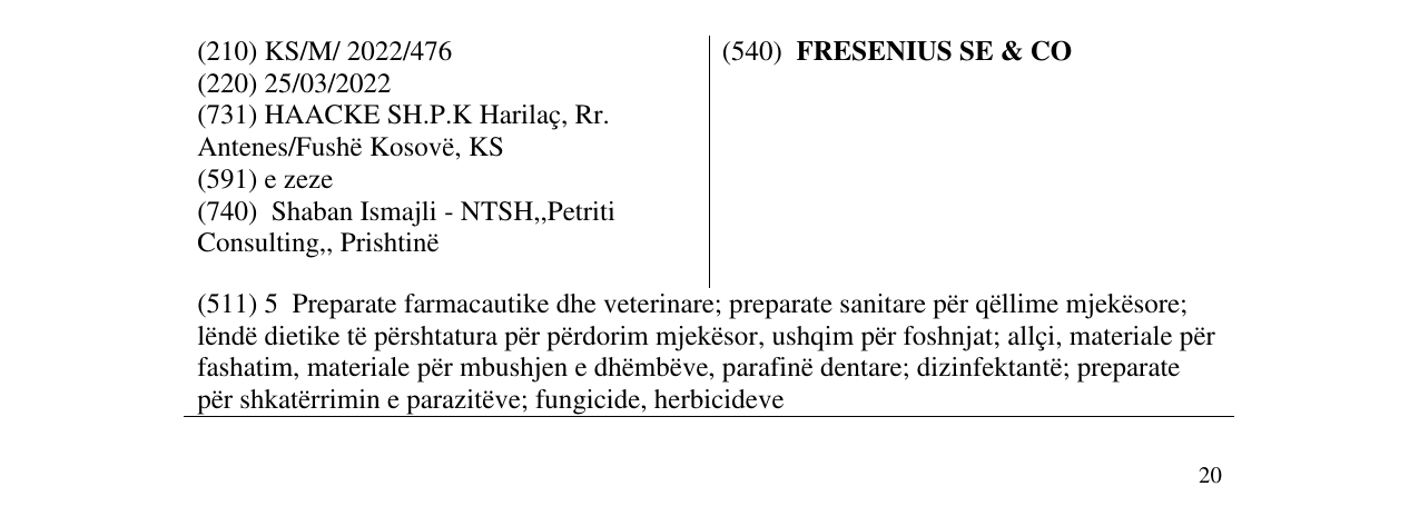 Zëri i markës FRESENIUS SE & CO në buletin