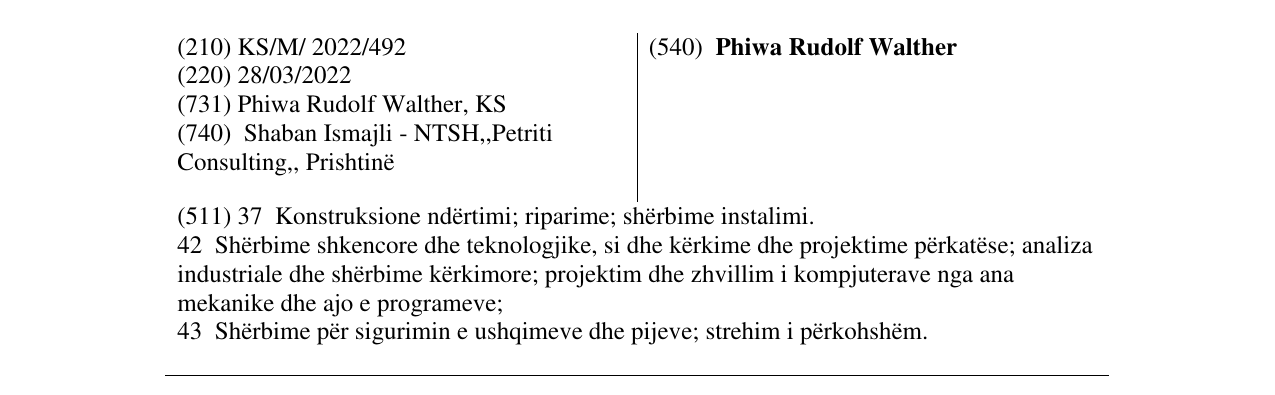Zëri i markës Phiwa Rudolf Walther në buletin