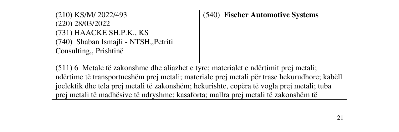 Zëri i markës Fischer Automotive Systems në buletin