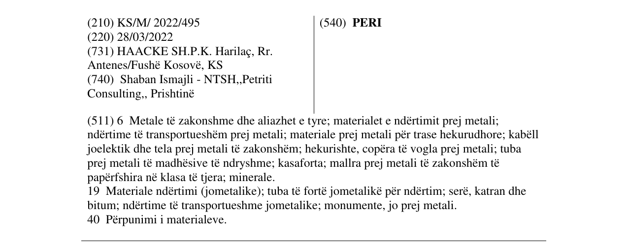 Zëri i markës PERI në buletin
