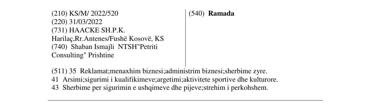 Zëri i markës Ramada në buletin