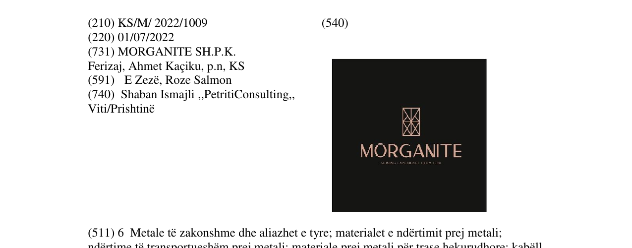 Zëri i markës MORGANITE në buletin