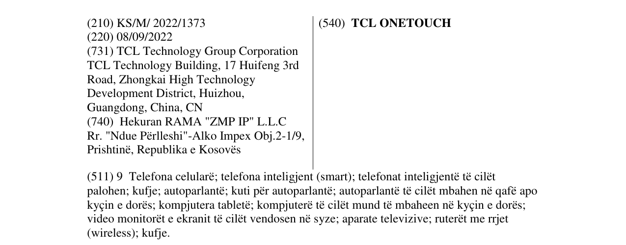 Zëri i markës TCL ONETOUCH në buletin