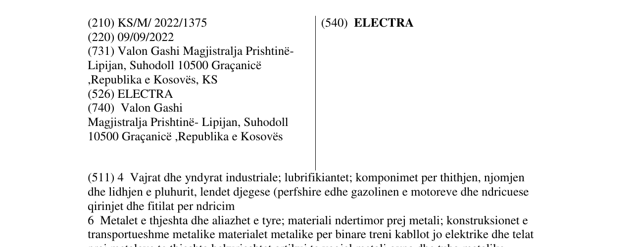 Zëri i markës ELECTRA në buletin