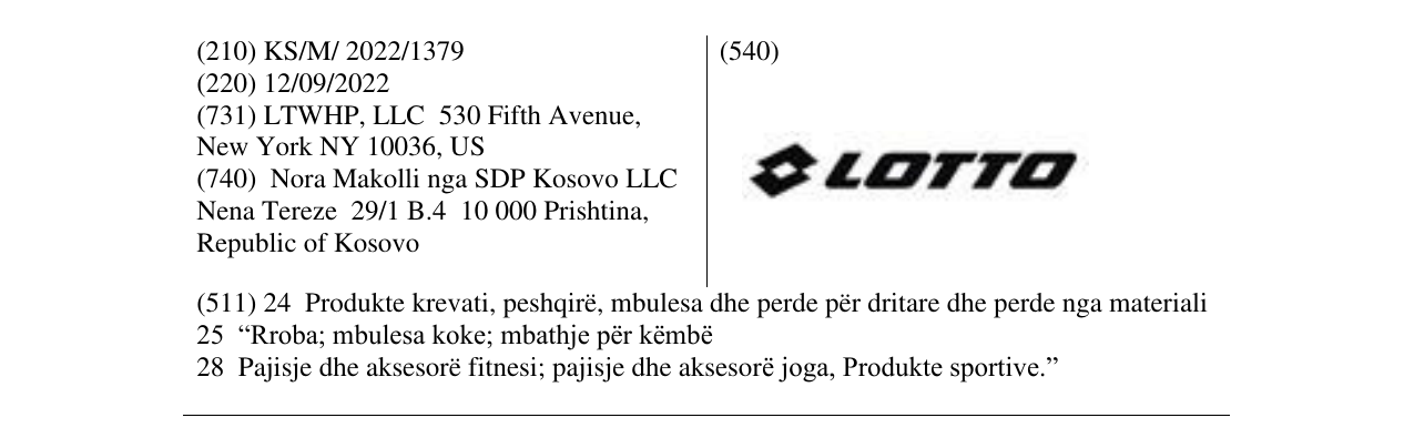 Zëri i markës LOTTO në buletin