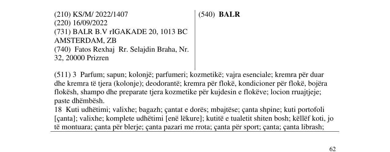 Zëri i markës BALR në buletin