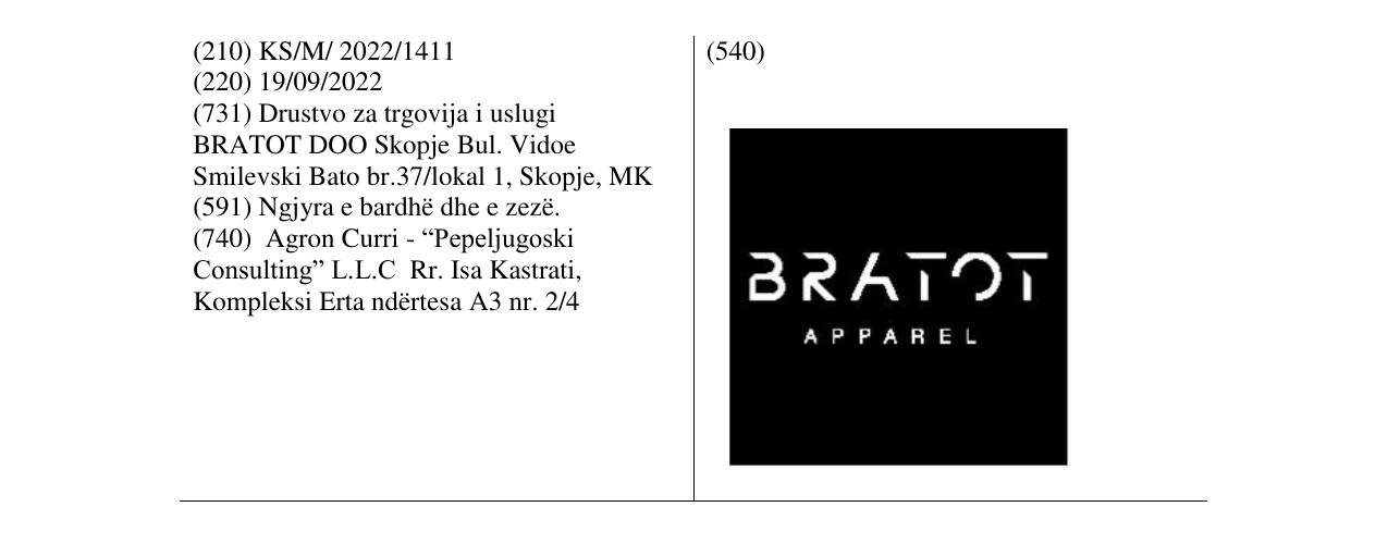 Zëri i markës BRATOT APPAREL në buletin