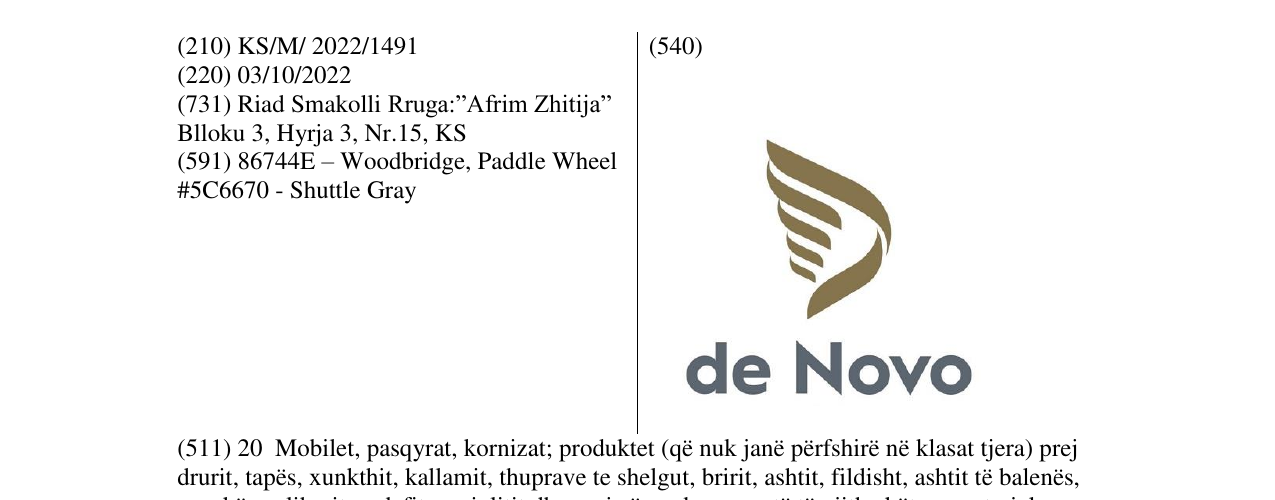 Zëri i markës de Novo në buletin