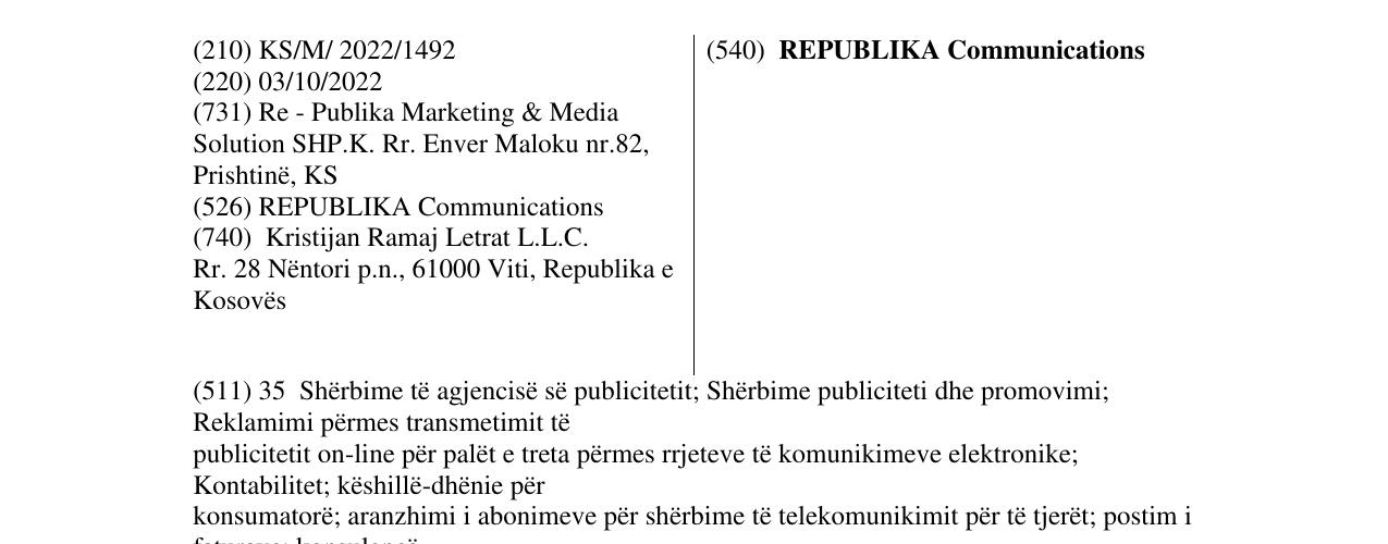 Zëri i markës REPUBLIKA Communications në buletin