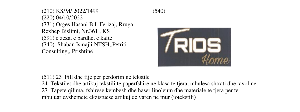 Zëri i markës TRIOS HOME në buletin