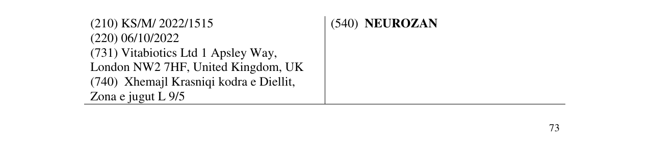 Zëri i markës NEUROZAN në buletin