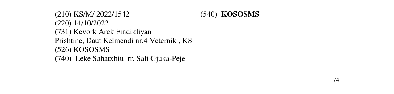 Zëri i markës KOSOSMS në buletin