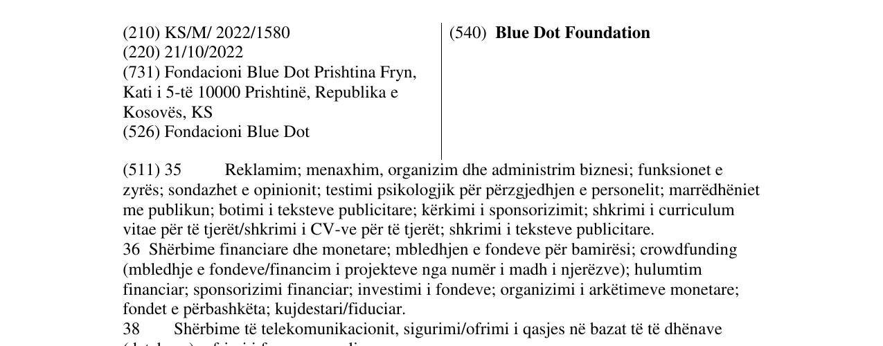Zëri i markës Blue Dot Foundation në buletin