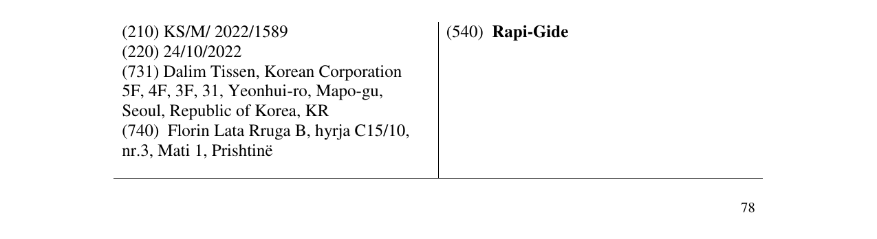 Zëri i markës Rapi-Gide në buletin