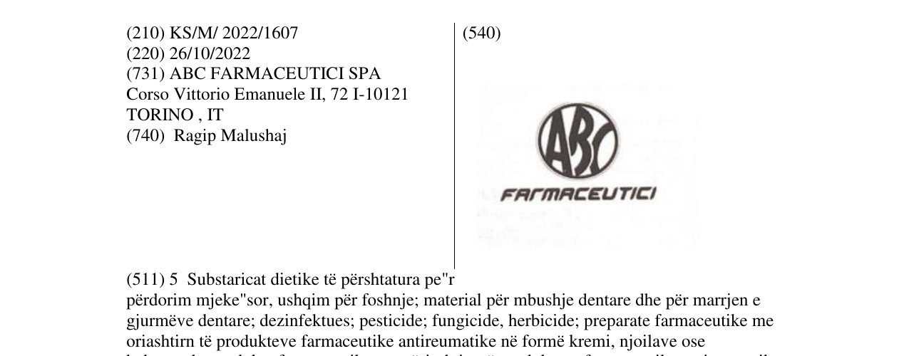 Zëri i markës ABC FARMACEUTICI në buletin
