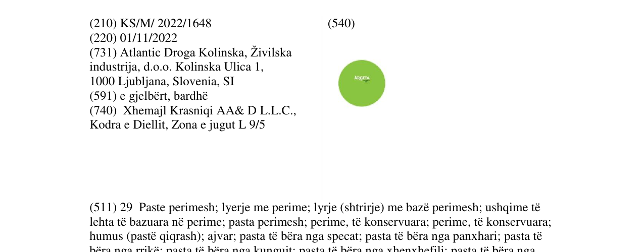 Zëri i markës argeta në buletin