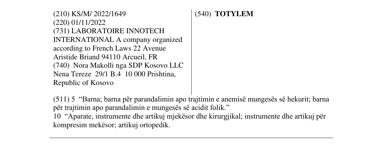 Zëri i markës TOTYLEM në buletin