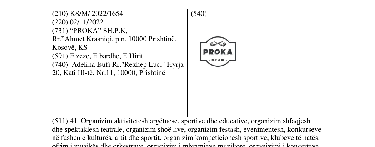 Zëri i markës Proka në buletin
