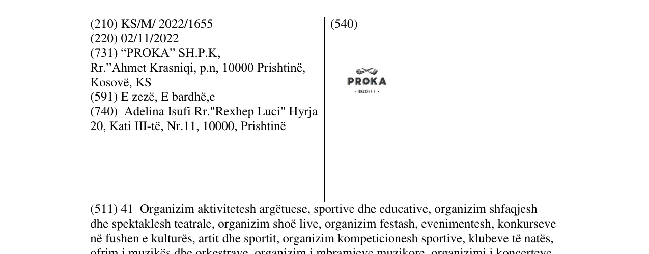 Zëri i markës PROKA në buletin