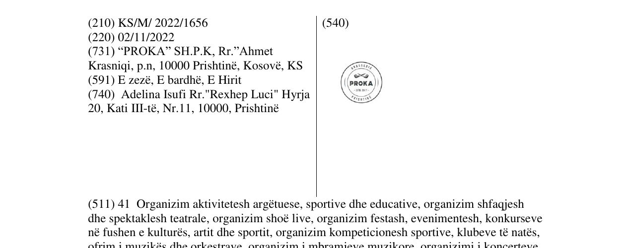 Zëri i markës PROKA në buletin