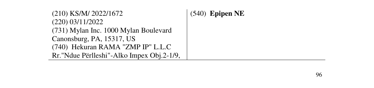 Zëri i markës Epipen NE në buletin