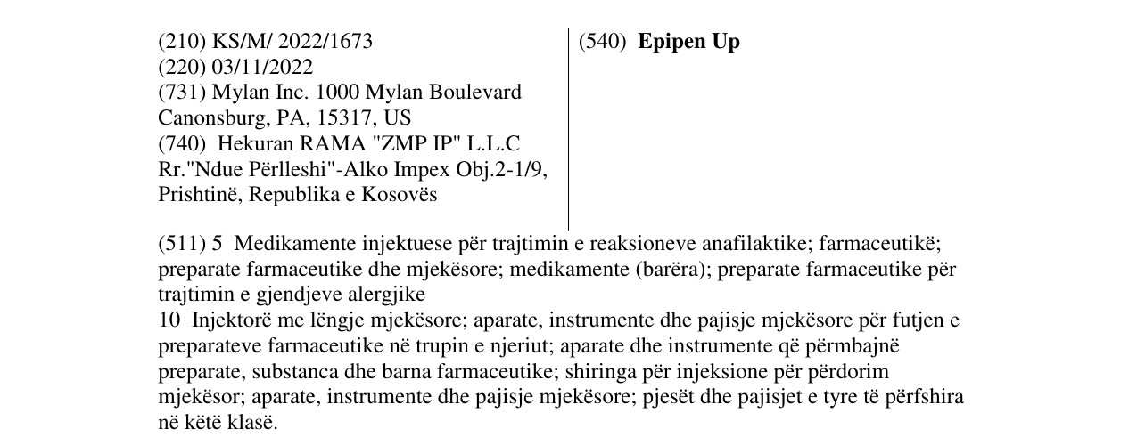 Zëri i markës Epipen Up në buletin
