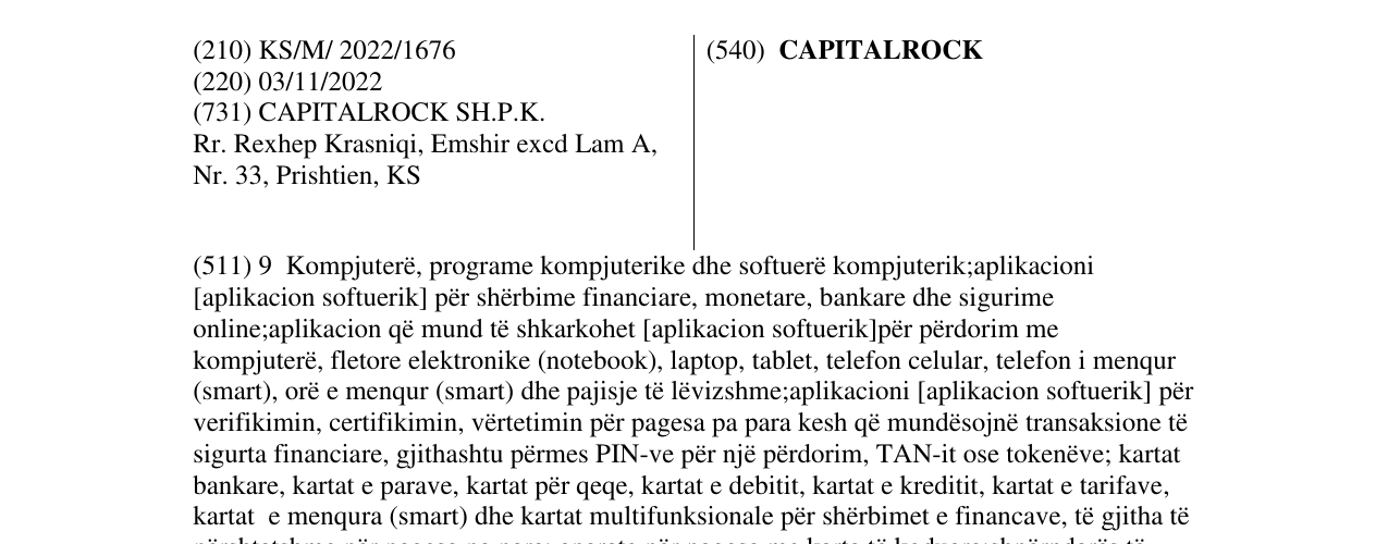Zëri i markës CAPITALROCK në buletin