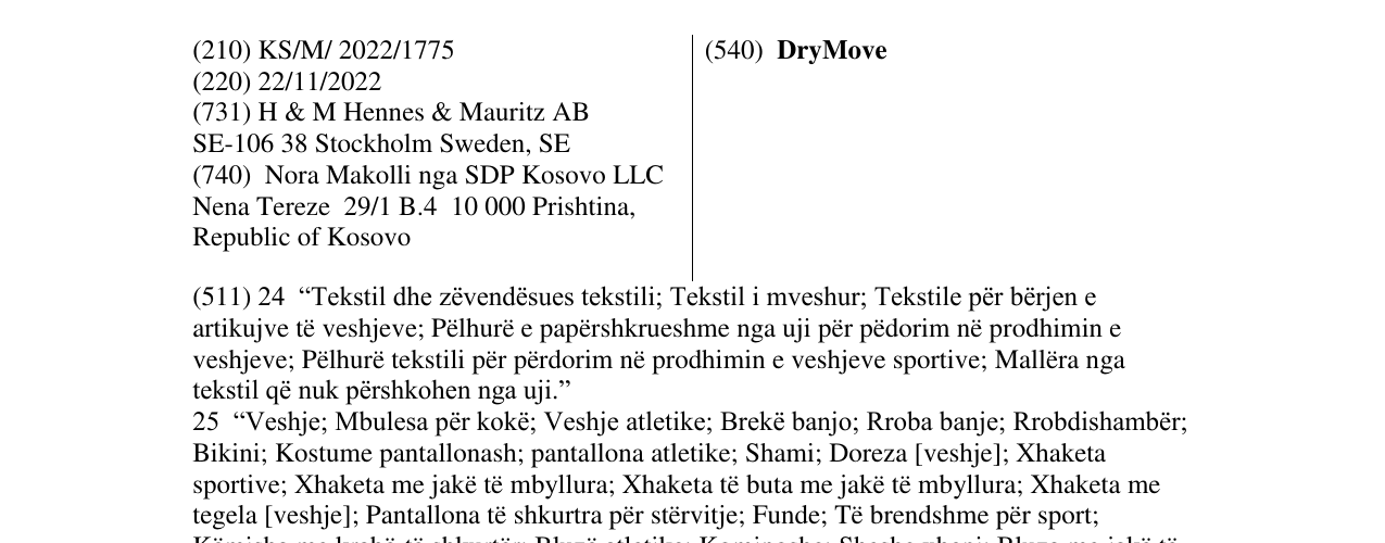 Zëri i markës DryMove në buletin