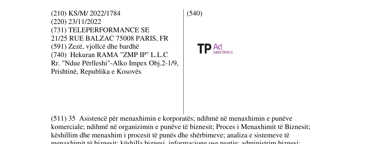 Zëri i markës TP Ad sales factory në buletin