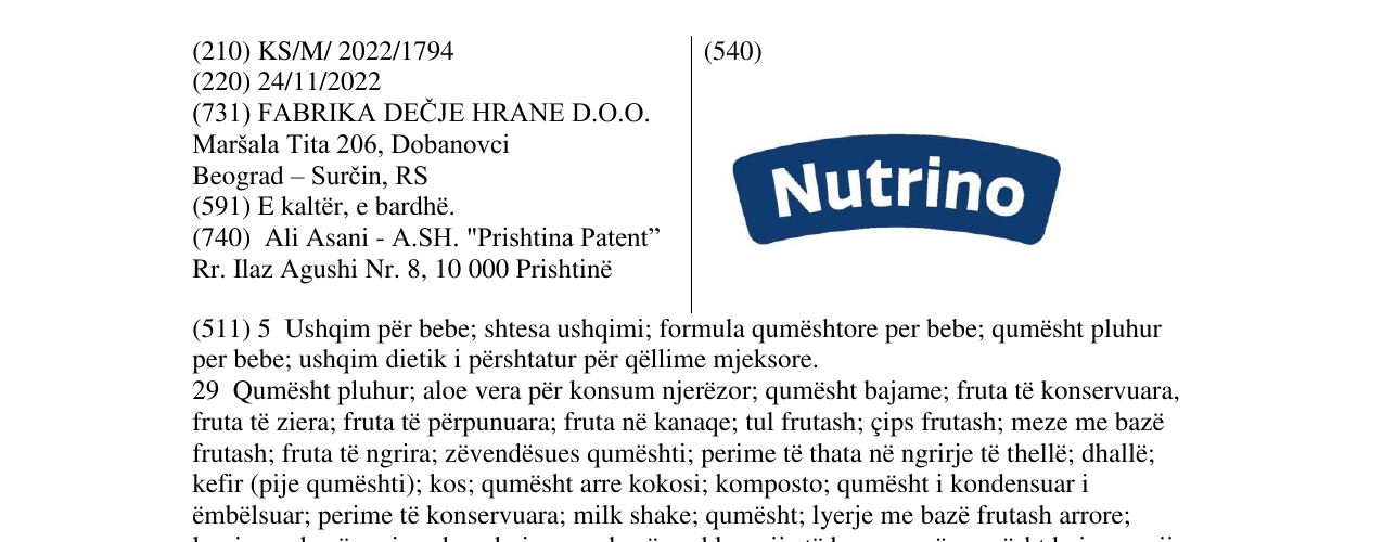 Zëri i markës nutrino në buletin
