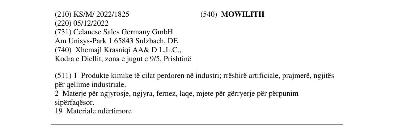 Zëri i markës MOWILITH në buletin