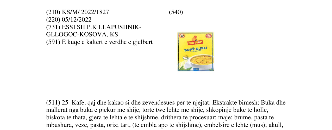 Zëri i markës DON SOUP në buletin
