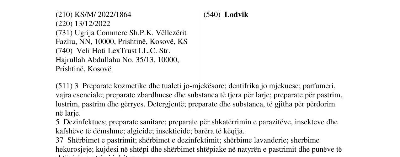 Zëri i markës Lodvik në buletin
