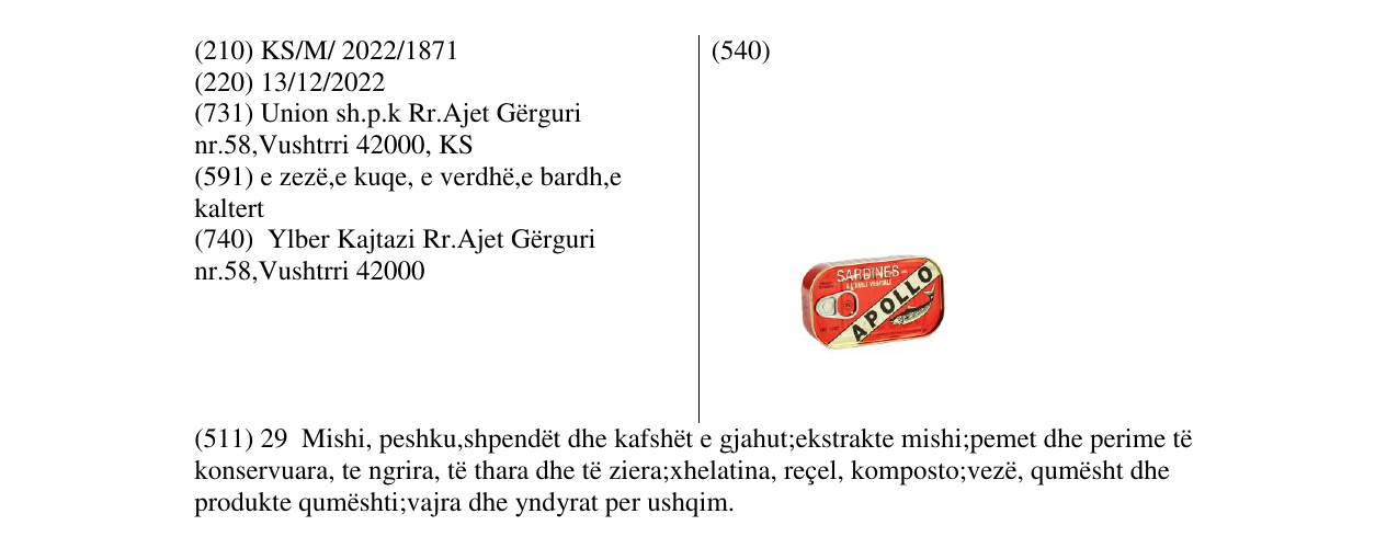 Zëri i markës APOLLO në buletin