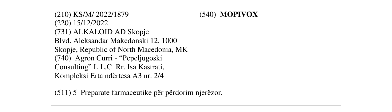 Zëri i markës MOPIVOX në buletin
