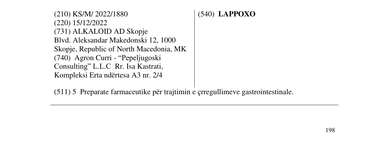 Zëri i markës LAPPOXO në buletin