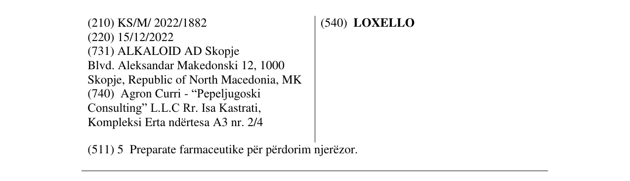 Zëri i markës LOXELLO në buletin