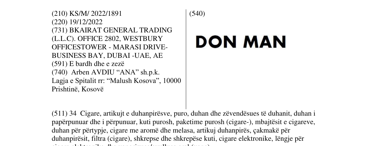 Zëri i markës DON MAN në buletin