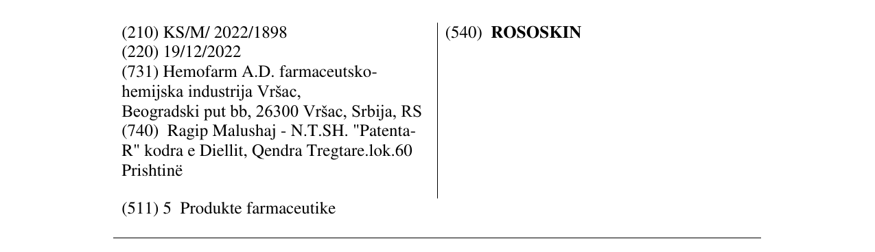 Zëri i markës ROSOSKIN në buletin
