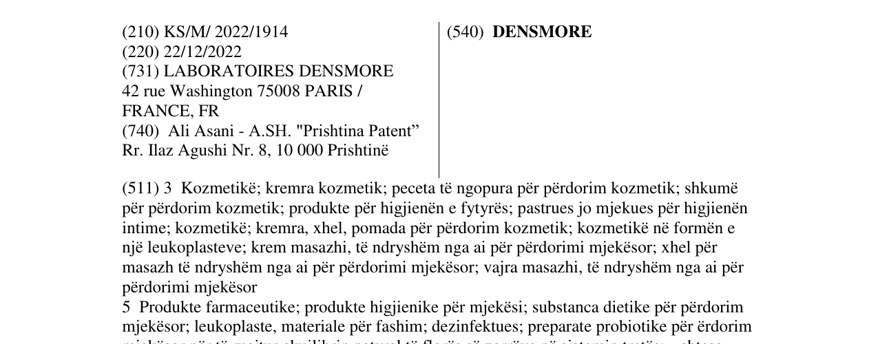 Zëri i markës DENSMORE në buletin