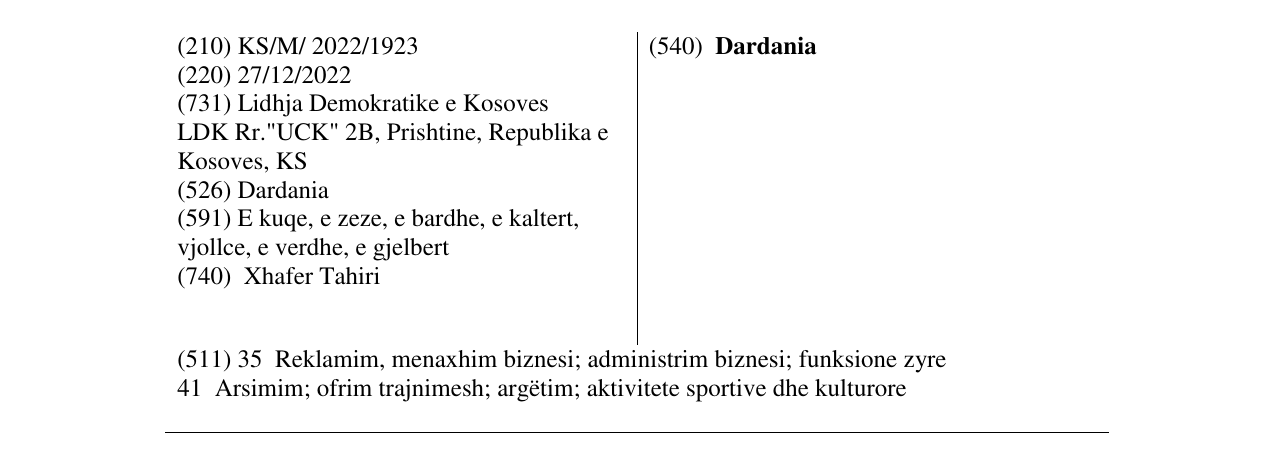 Zëri i markës Dardania në buletin