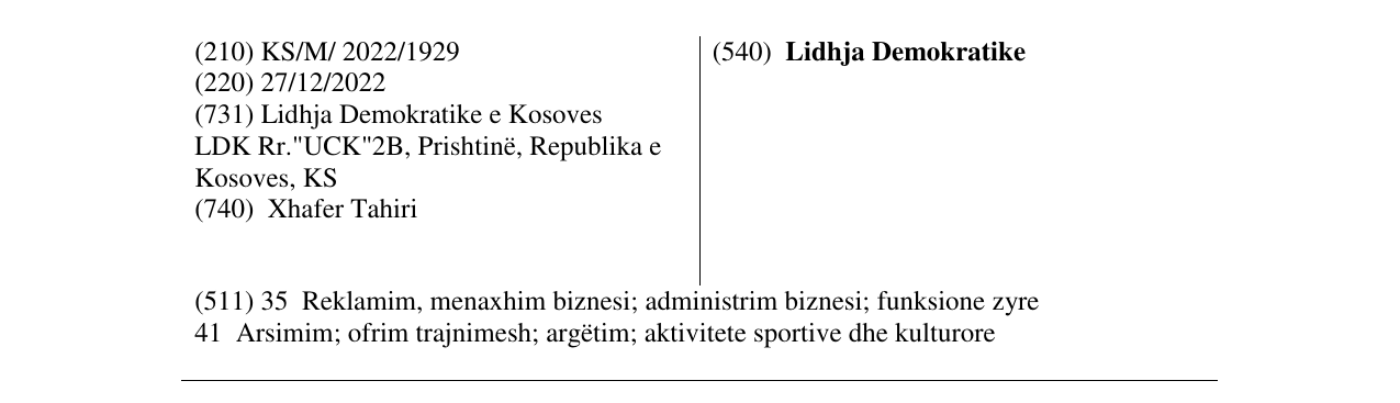 Zëri i markës Lidhja Demokratike në buletin