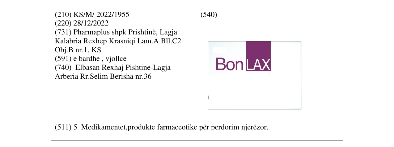 Zëri i markës BON LAX në buletin
