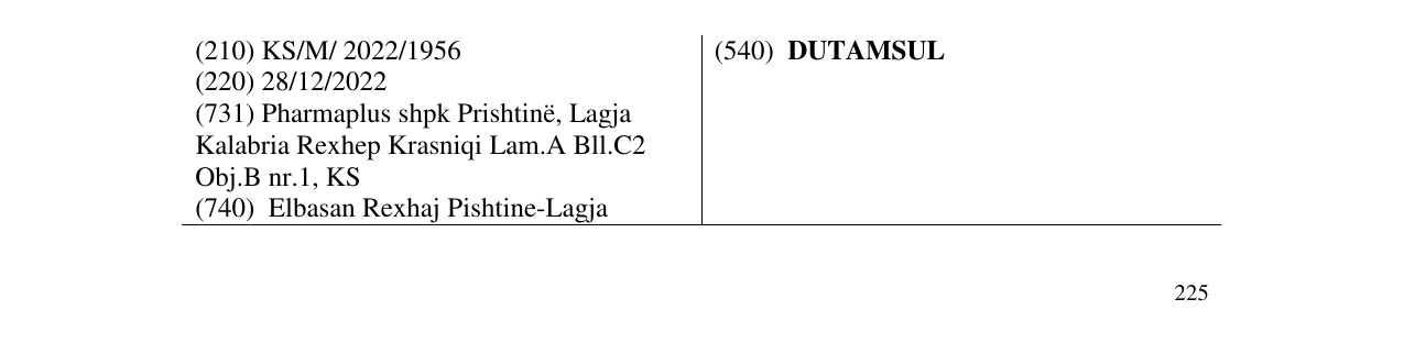 Zëri i markës DUTAMSUL në buletin