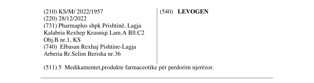Zëri i markës LEVOGEN në buletin