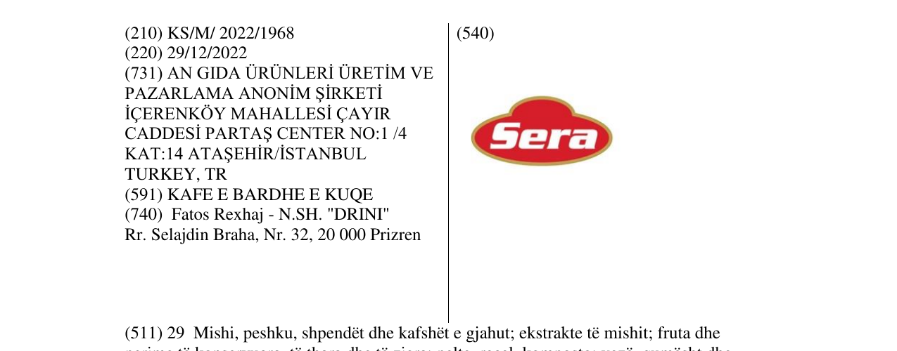 Zëri i markës SERA në buletin