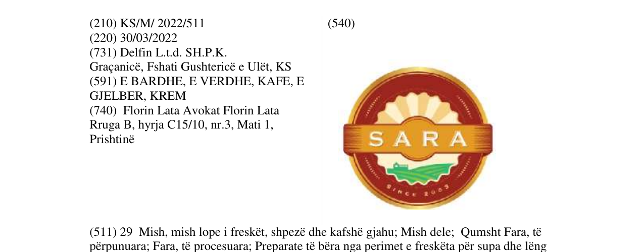 Zëri i markës SARA në buletin