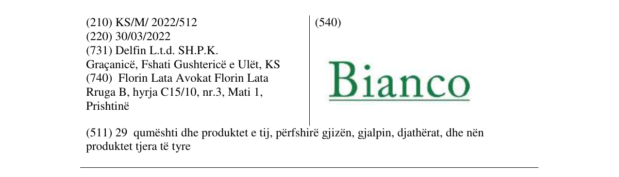 Zëri i markës Bianco në buletin